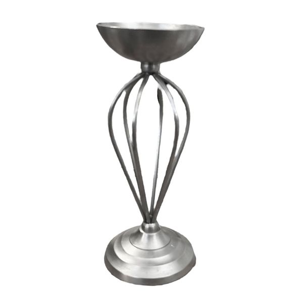 Silver Metal Candle Holder - 10" - Picture 1 of 5